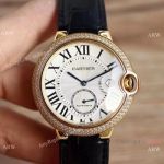 Swiss Grade Fake Cartier Ballon Bleu De Gold Diamond Watch 42mm XL